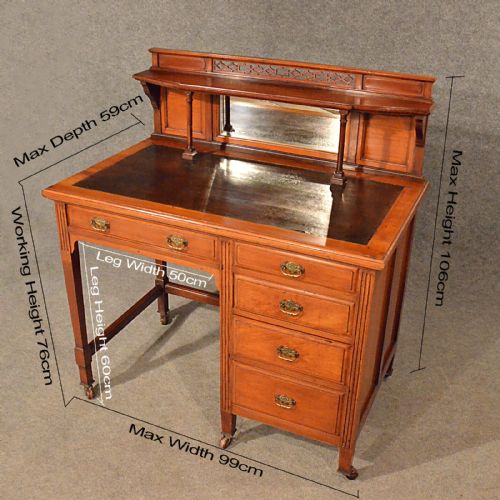 fig 1. Antique Walnut Desk Leather Top Library Writing Table English Victorian c1880