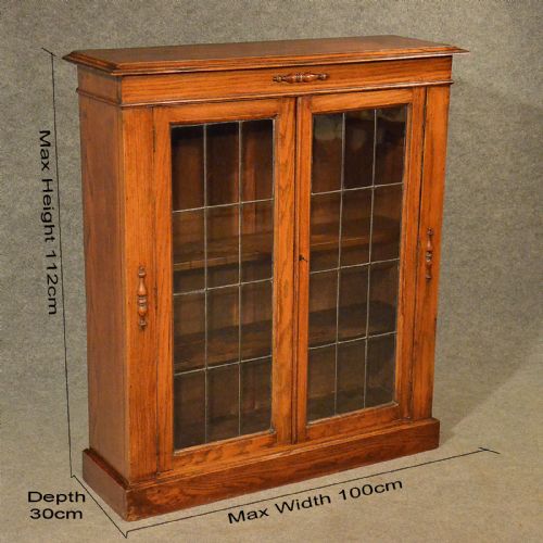 fig 1. Antique Oak Bookcase Display Case Glazed Library Cabinet Quality Edwardian c1910