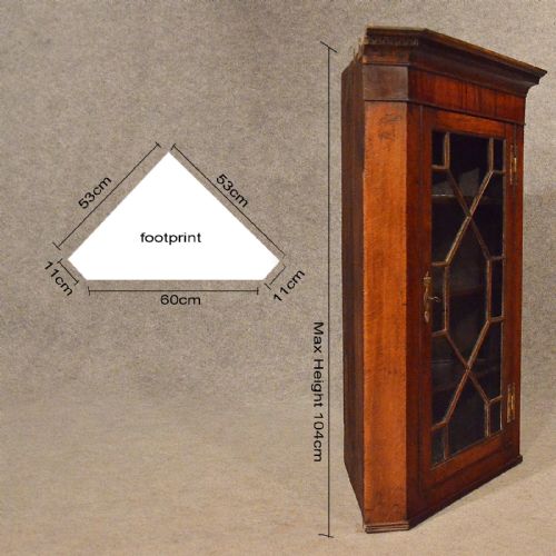 fig 1. Antique Oak Corner Cupboard English Georgian Wall Cabinet Astragal Glazed c1800