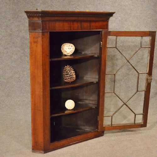 fig 2. Antique Oak Corner Cupboard English Georgian Wall Cabinet Astragal Glazed c1800