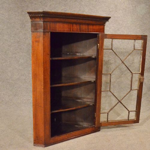 fig 4. Antique Oak Corner Cupboard English Georgian Wall Cabinet Astragal Glazed c1800