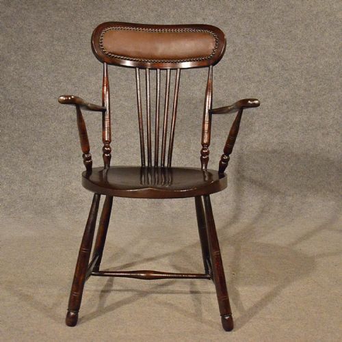 fig 3. Antique Elm Windsor Elbow Chair Quality Kitchen Dining Victorian Armchair c1880