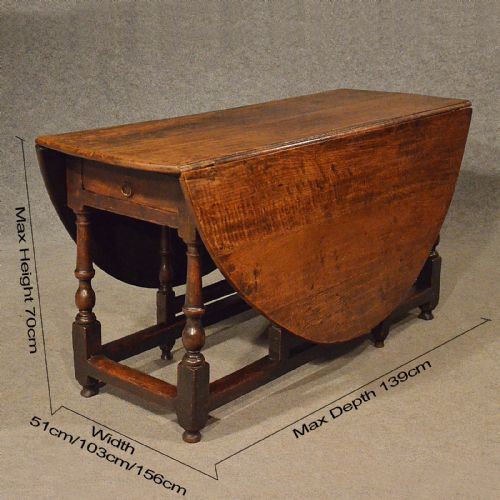 fig 1. Antique Oak Dining Kitchen Table Large Gateleg Drop Leaf Quality Georgian c1800