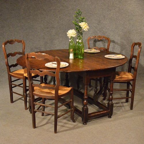 fig 2. Antique Oak Dining Kitchen Table Large Gateleg Drop Leaf Quality Georgian c1800