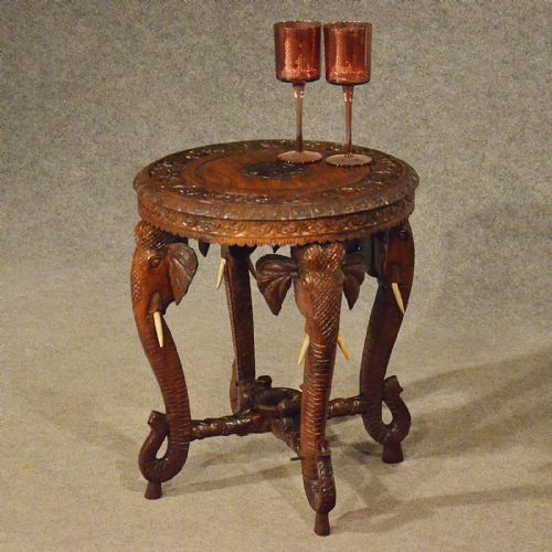 Antique Elephant Table Lamp Wine Side Vintage Art Deco Quality Carved Teak C1930