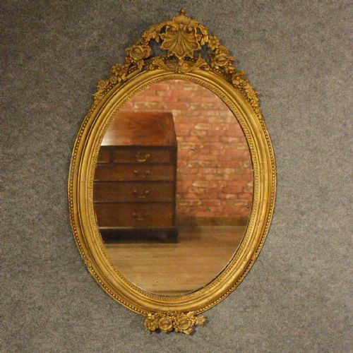 Antique Victorian Oval Wall Mirror Gilt Gesso Ornate Frame English C1850