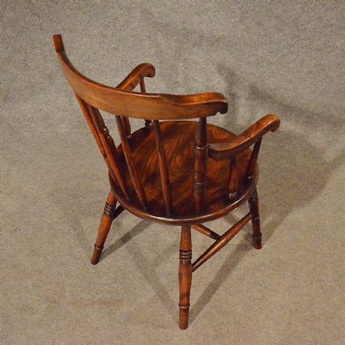 fig 3. Antique Elm Windsor Elbow Chair Quality Kitchen Dining Victorian Armchair c1880