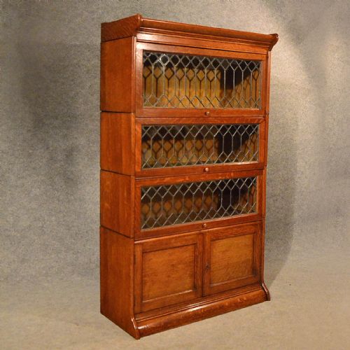 Antique Oak Bookcase Gunn Globe Wernicke Barrister Top Quality Edwardian C1910