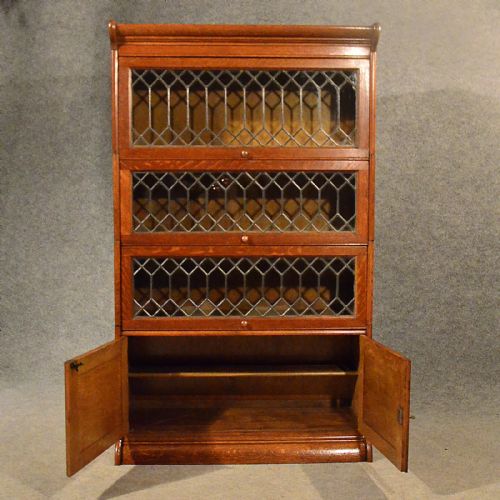 fig 1. Antique Oak Bookcase Gunn Globe Wernicke Barrister Top Quality Edwardian c1910