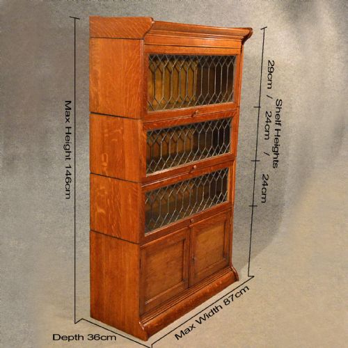 fig 2. Antique Oak Bookcase Gunn Globe Wernicke Barrister Top Quality Edwardian c1910