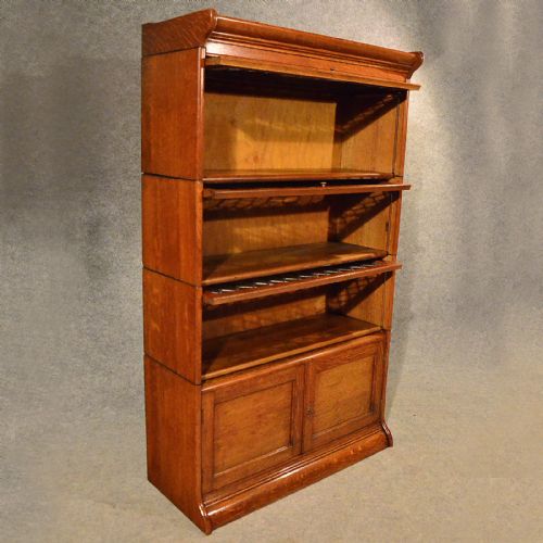 fig 3. Antique Oak Bookcase Gunn Globe Wernicke Barrister Top Quality Edwardian c1910