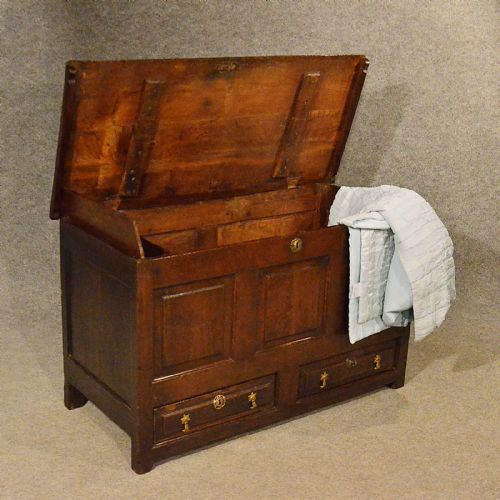Antique Oak Coffer Mule Chest Trunk with Drawers English Georgian C1750