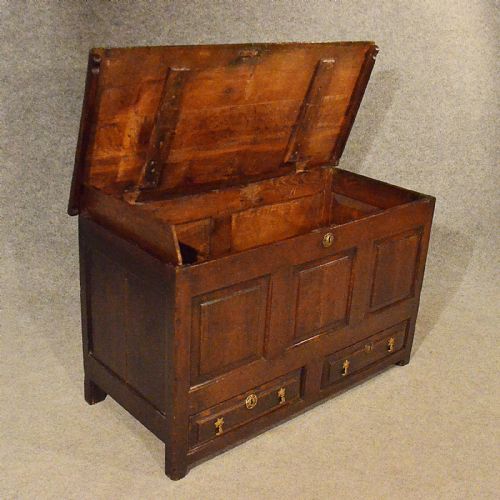 fig 2. Antique Oak Coffer Mule Chest Trunk With Drawers English Georgian c1750