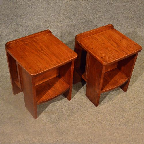 fig 2. Arts & Crafts Pair Small Cabinet Bookcase Side Table Bedside Heals Liberty c1930