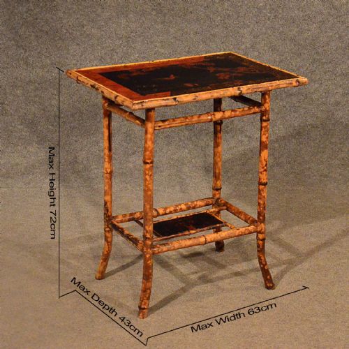 fig 1. Antique Bamboo Lamp Table Side Occasional 19th Century Oriental Victorian c1880