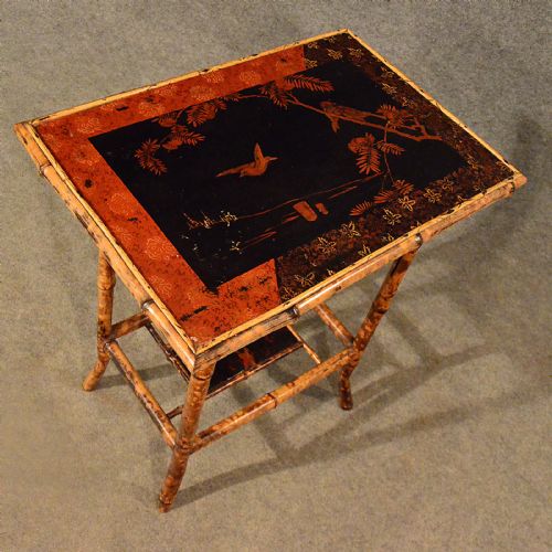 fig 2. Antique Bamboo Lamp Table Side Occasional 19th Century Oriental Victorian c1880