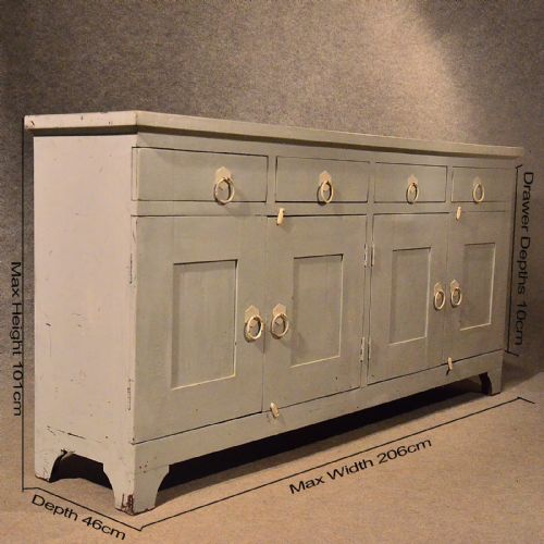 fig 1. Antique Large Victorian Dresser Base Painted Kitchen Cupboard Cabinet c1900