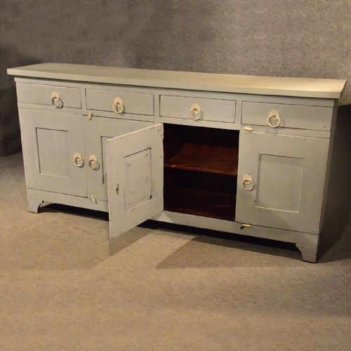 fig 2. Antique Large Victorian Dresser Base Painted Kitchen Cupboard Cabinet c1900