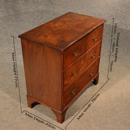 fig 1. Antique Small Chest of Drawers Quality Burr Walnut & Oak English Victorian c1900
