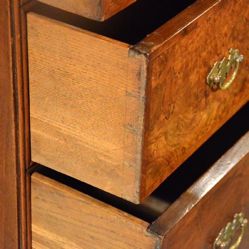 fig 2. Antique Small Chest of Drawers Quality Burr Walnut & Oak English Victorian c1900