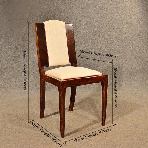 fig 1. Antique Art Deco Pair of Walnut Upholstered Side Dining Chairs Top Quality c1930
