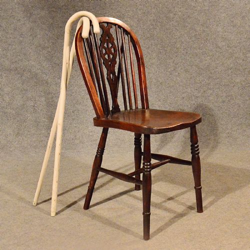 Antique Elm Windsor Wheelback Chair Quality Kitchen Dining Victorian C1870