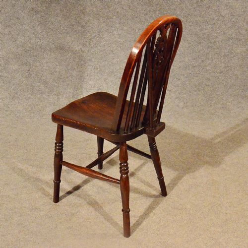 fig 3. Antique Elm Windsor Wheelback Chair Quality Kitchen Dining Victorian c1870