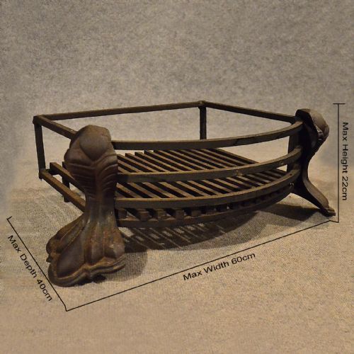 fig 1. Antique Fire Basket Chimney Hearth Fireplace Iron Grate c1900