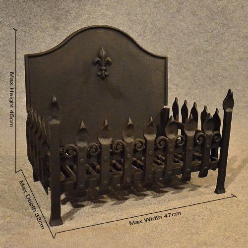 fig 1. Antique Fire Basket Chimney Hearth Fireplace Iron Grate c1900