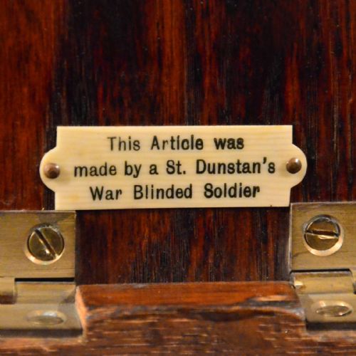 fig 3. Antique Arts & Crafts Oak Sewing Ladies Work Box Stool by St. Dunstan's c1920