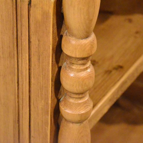 fig 2. Antique Pine Narrow Cabinet Bookcase Shelves Original English Victorian c1900