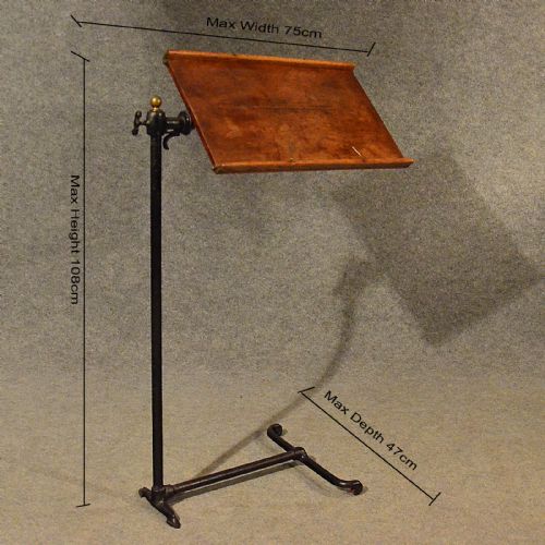 fig 1. Antique Oak Reading Bed Table Lectern Sheet Music Stand Quality Edwardian c1910