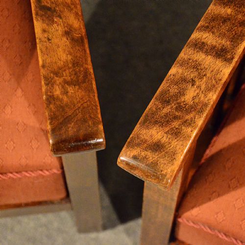 fig 3. Antique Art Deco Pair of Armchairs Low Compact Club Chairs Quality Beech c1930