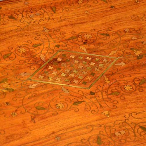 fig 3. Antique Coffee Table Serving Tea Occasional Magazine Brass Inlaid Mahogany c1900