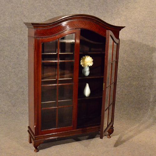 Antique Bookcase Display Case Glazed China Cabinet Quality Edwardian C1910