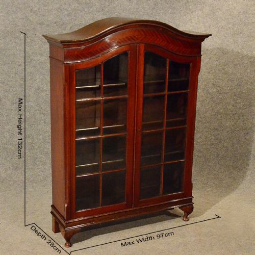 fig 1. Antique Bookcase Display Case Glazed China Cabinet Quality Edwardian c1910