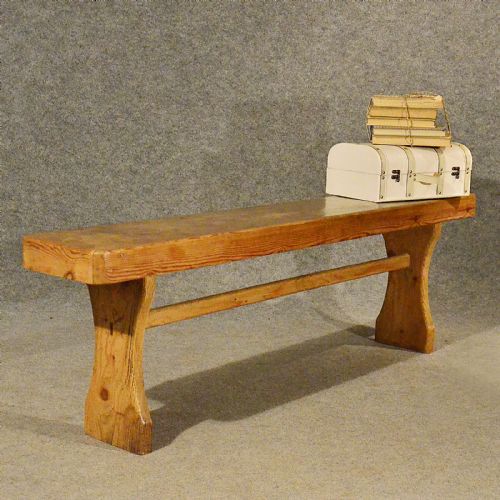 Antique 5' Pine Bench Pew Stool Long Seat Quality English Victorian C1900