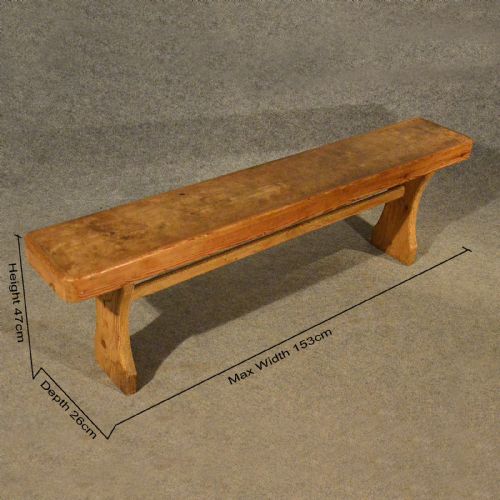 fig 1. Antique 5' Pine Bench Pew Stool Long Seat Quality English Victorian c1900