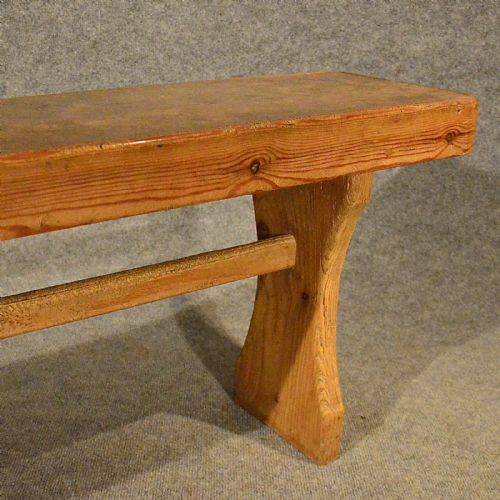 fig 3. Antique 5' Pine Bench Pew Stool Long Seat Quality English Victorian c1900