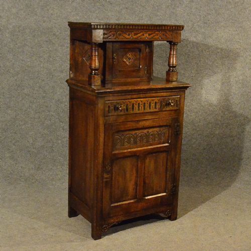 Antique Narrow Sideboard Cabinet Court Cupboard Oak Top Quality Edwardian C1910