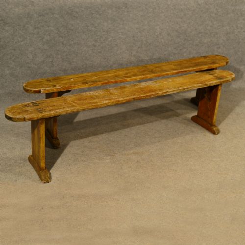 fig 3. Antique Pair of 6' Elm Bench Benches Pew Stool Quality English Victorian c1900