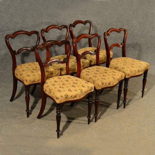 fig 2. Antique Dining Chairs Walnut Set of 6 Fine Quality English Victorian c1840