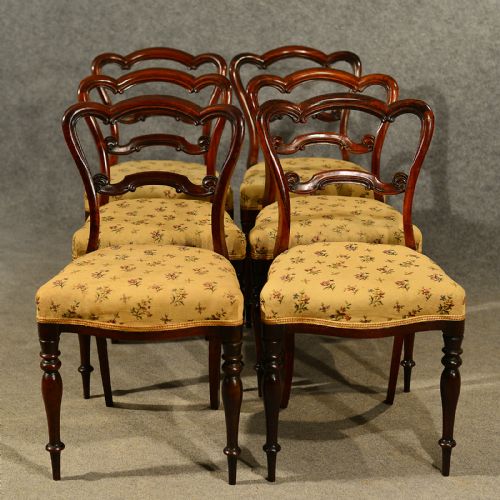 fig 3. Antique Dining Chairs Walnut Set of 6 Fine Quality English Victorian c1840