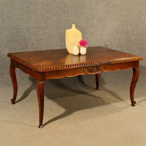 Antique Extending Kitchen Dining Table French Oak Draw Leaf 6 - 12 Seater C1930