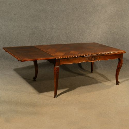 fig 3. Antique Extending Kitchen Dining Table French Oak Draw Leaf 6 - 12 Seater c1930