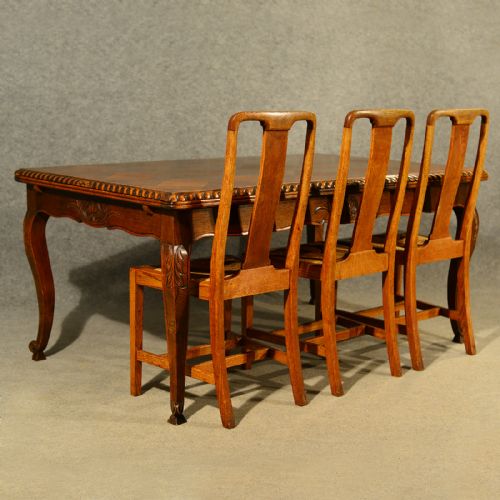 fig 4. Antique Extending Kitchen Dining Table French Oak Draw Leaf 6 - 12 Seater c1930