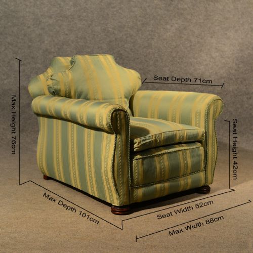 fig 1. Antique Armchair Club Long Deep Seat Lounge Easy Chair English Victorian c1900