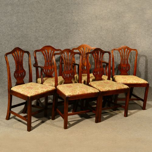 Antique Dining Chairs Set of 6 with Carvers Chippendale English Georgian C1800
