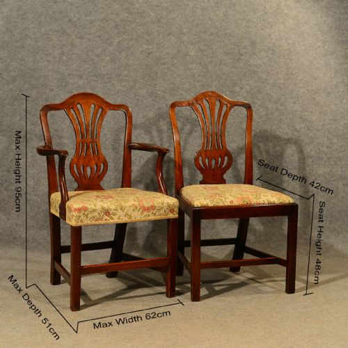fig 1. Antique Dining Chairs Set of 6 With Carvers Chippendale English Georgian c1800