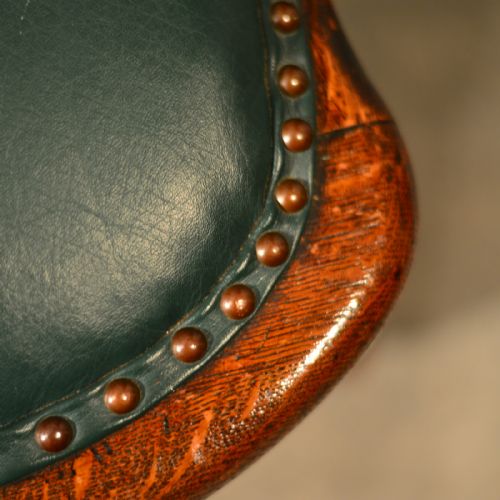fig 3. Antique Oak Office Desk Elbow Study Swivel Chair Quality Vintage Edwardian c1910